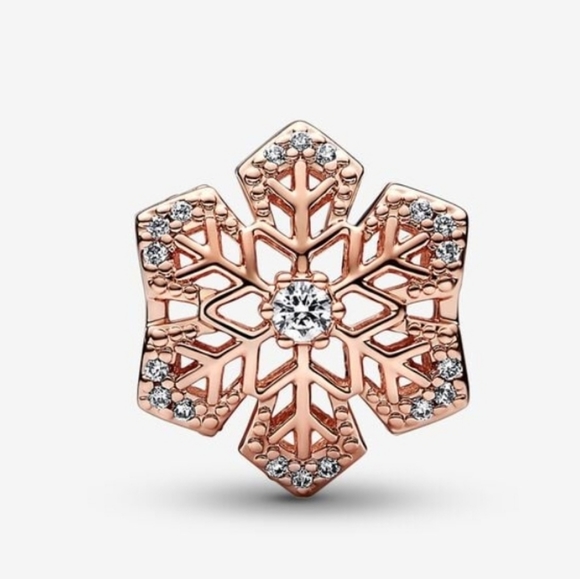 Authentic NEW Pandora 14K Pltd Festive Snowflake Charm CZ - Picture 6 of 6